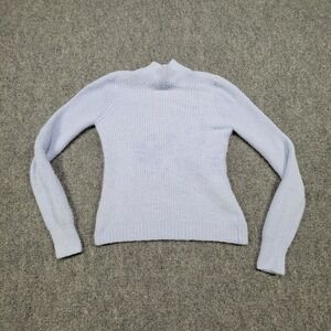 Marled Reunited Clothing Sweater Womens M Light Blue Mock Neck Long Sleeve Knit